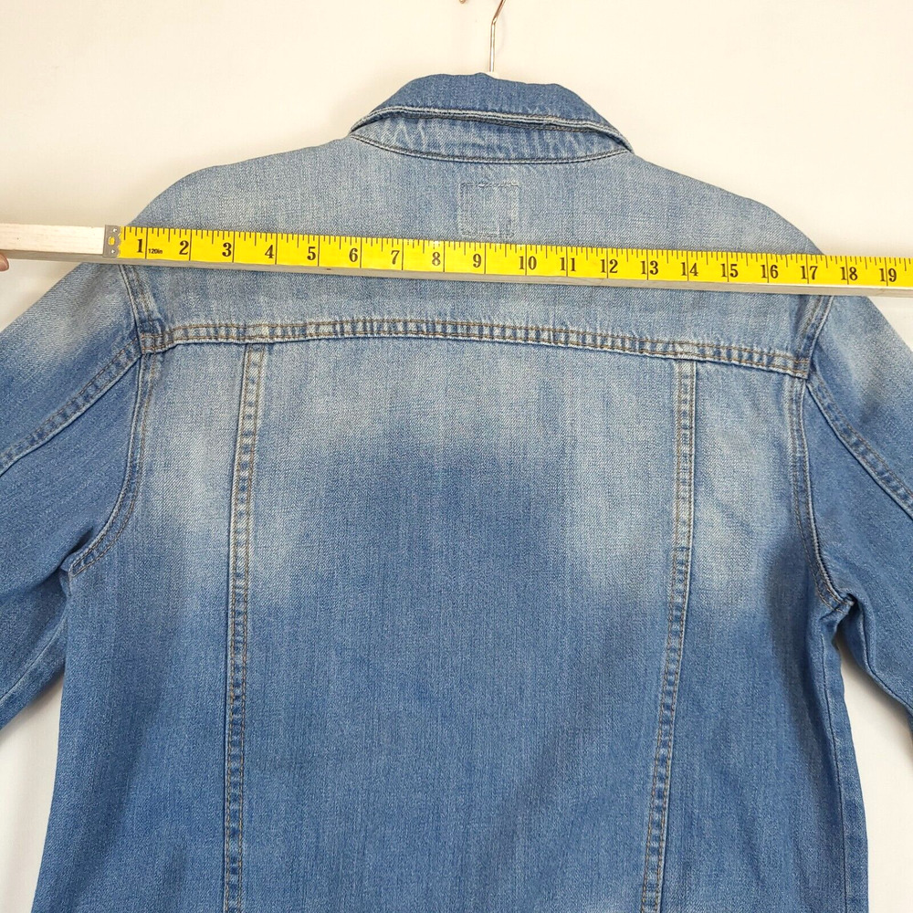 Kensie Embellished Distressed Jean Jacket Women S Denim Blue Long Sleeve - Picture 6 of 13